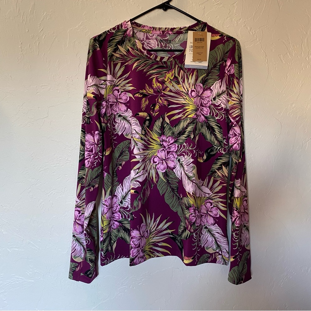 Duluth Trading Co Suit Up Swim Long Sleeve T Shirt Large Toucan Rash Guard NWT